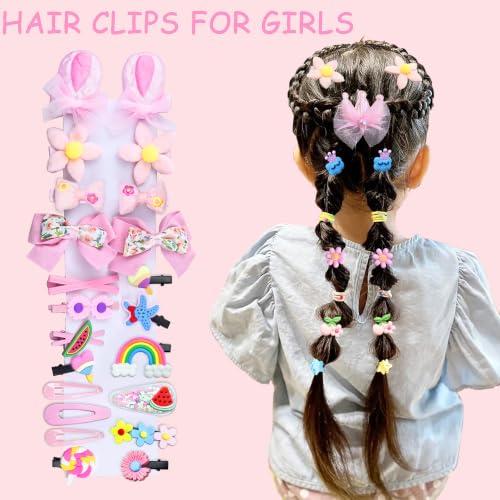 Girls Hair Accessories Kit with Pink Storage Box - 252 Pieces, P-PINK Variation