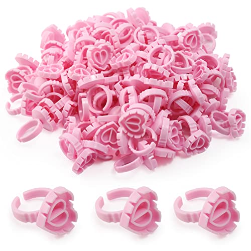 Glue Rings - Autdor 500Pcs Glue Rings for Eyelash Extensions Pink Lash Glue Rings Pigment Ring Cups Lash Glue Holder for Lash Extension Supplies Makeup Lip Microblading Supplies Nail Art