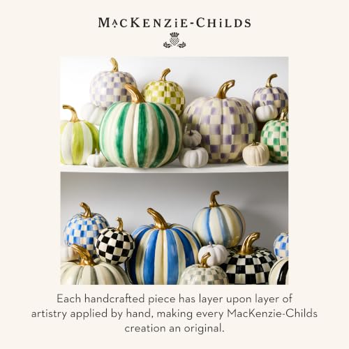 Petite Resin Pumpkin Set with Royal Check and Stripe - Autumn Home Decor - Variation: Royal Check