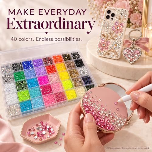 50000Pcs Jelly Rhinestones Craft Kit with Magnifier & Glue for DIY Decor
