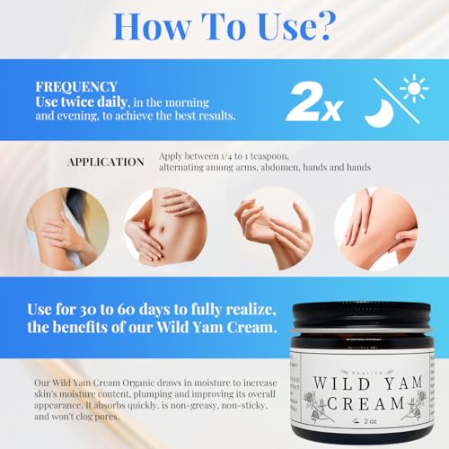 Wild Yam Cream, Wild Yam Cream Organic for Hormone Balance,Natural Night Sweats for Man & Women Promoting Perimenopause & Menopause Support