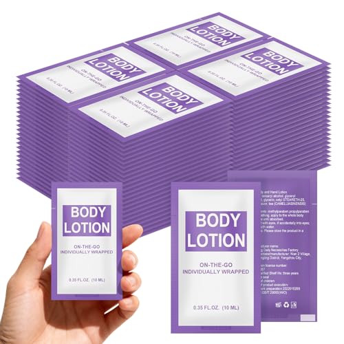 Travel Size Body Lotion Packets Bulk Pack of 200,Individually Wrapped 0.35 fl oz (10 ml) Disposable Small Mini Body Lotion Pack Toiletries Supplies for Hotel,Guests,Homeless,Charity,Gym