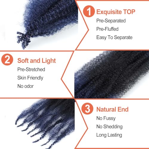 24 Inch Afro Twist Hair Springy Braiding Extensions - Blue Variation