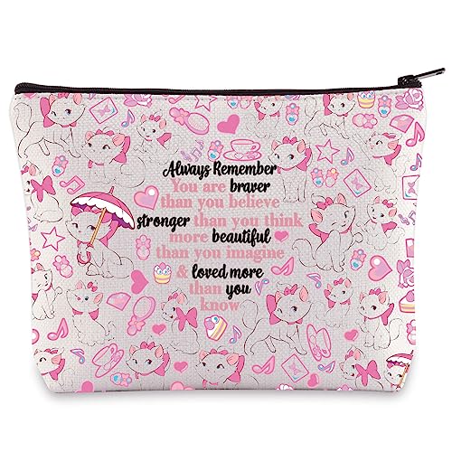 WZMPA Cat Marie Cosmetic Bag Marie Fans Gift You Are Braver Stronger Beautiful Than You Know Marie Makeup Zipper Pouch Bag (Cat Marie)