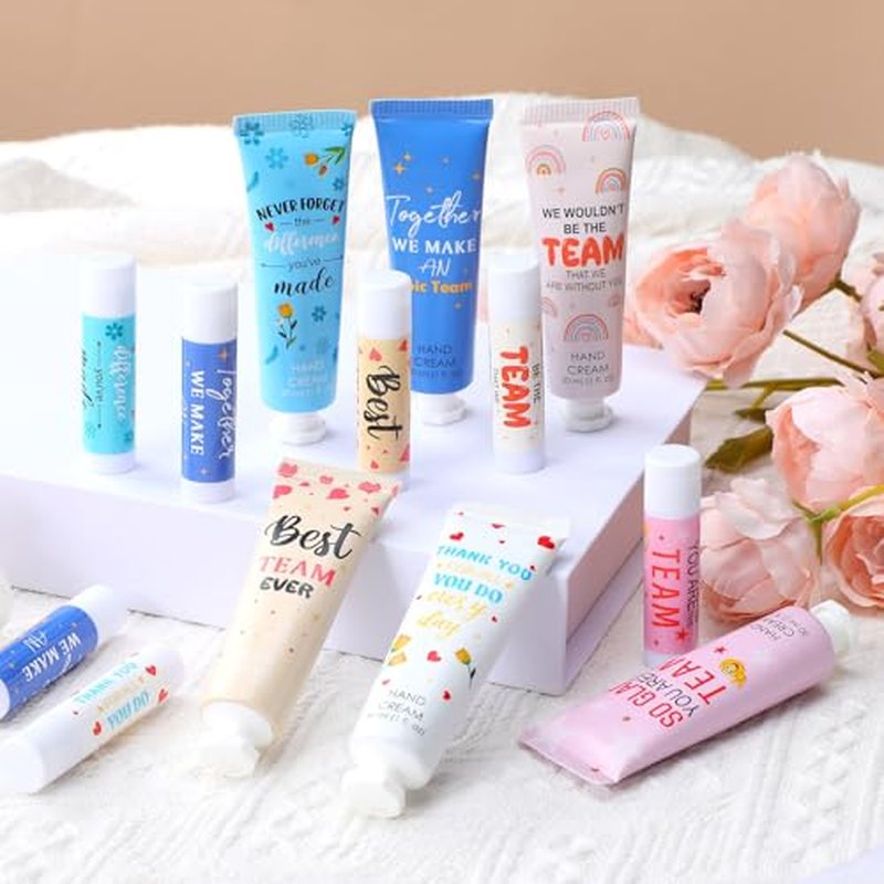 24set/96pcs Best Team Ever Gifts Team Appreciation Thank You Gifts for Coworkers Women Employee Appreciation Gift Party Favors Basket Stuffers Items Travel Hand Lotion and Lip Balm Set