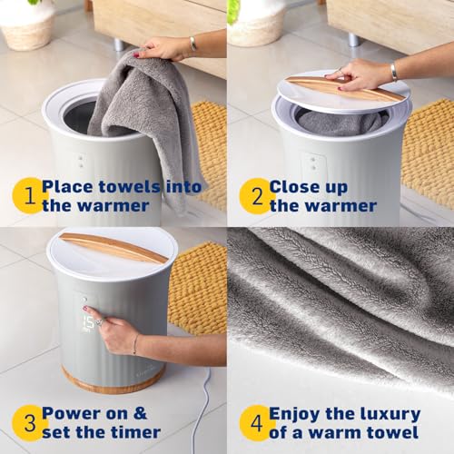 Live Fine Grey Towel Warmer Bucket Style Heater with LED Display & Adjustable Timer