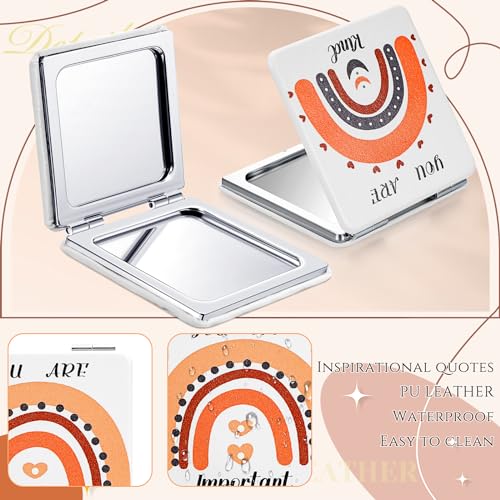 Mini Pocket Mirror Set 18 Pcs with Magnifying & Inspirational Quotes for Women
