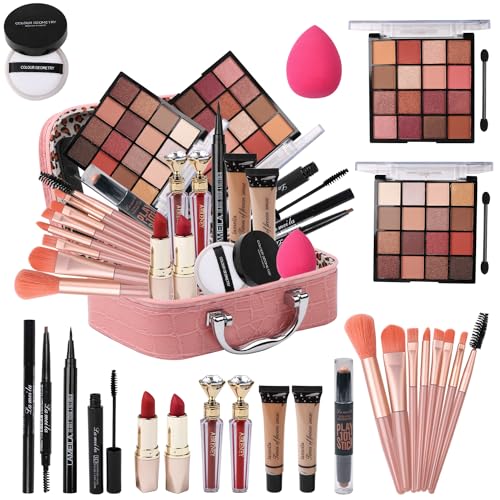 All-in-One Makeup Kit for Teen Girls — Pink, 2X16 Eyeshadow & Brush Set