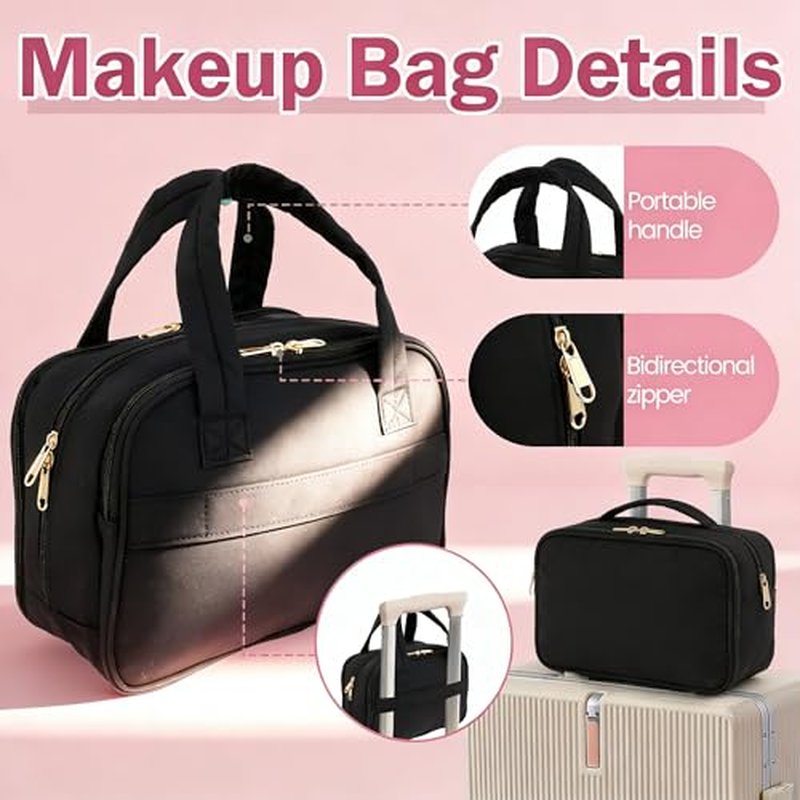 2Pack Travel Toiletry Bag, 10L Wet Dry Separation Toiletry Bag With Handle, Waterproof Two Way Zipper Cosmetic Travel Large Capacity Compartmental Makeup Organizer Bag for Travel Trip
