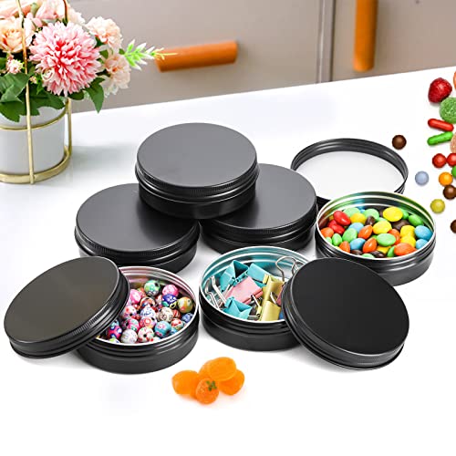 2 oz Aluminum Lip Balm Tin - 60 Pack Empty Cosmetic Containers with Screw Lid