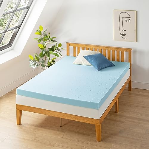 4 Inch Ventilated Memory Foam Mattress Topper - Short Queen, Cooling Gel Infusion, CertiPUR-US Certified