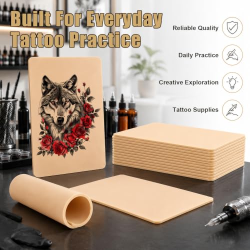 Tattoo Practice Skins 15-Pack 3mm Thick Blank Silicone Skin for Lining Shading