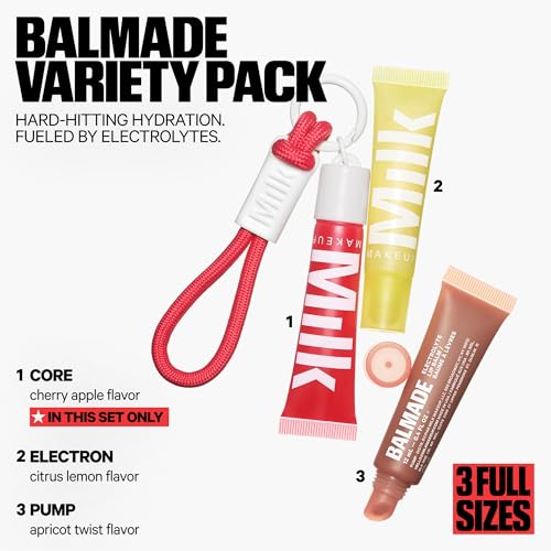 Milk Makeup Balmade Electrolyte Lip Balm Set with Keychain - 3-Pack Gift Set