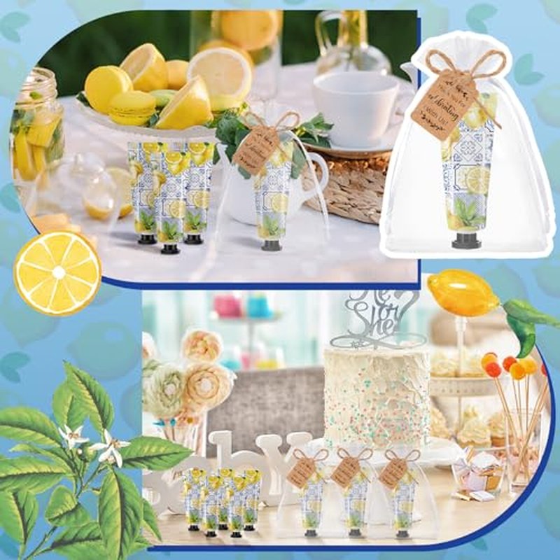 48 Sets Baby Shower Hand Cream Gift Party Favors for Guests Gift Bulk Mini Travel Size Hand Lotion Set for Guests(Lemon)