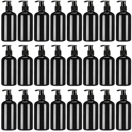 CroBlissful 24 Pack Black 8 oz Plastic Pump Bottles for Lotion & Shampoo - Variation of 24 / Black