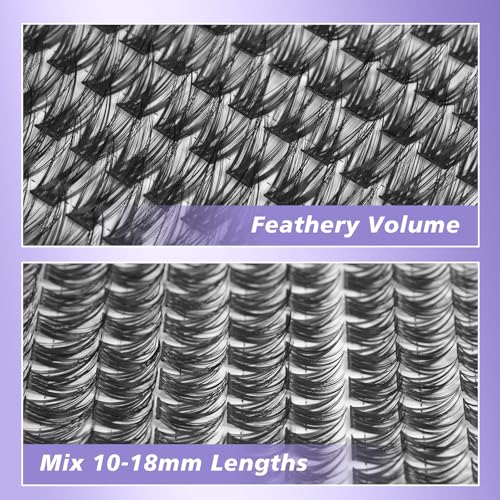 Lash Clusters Manga Lash Clusters DIY Lashes Extensions Kit Soft Natural Eyelashes 10-18mm Individual Lashes 168 pcs Super Thin Band Eyelashes