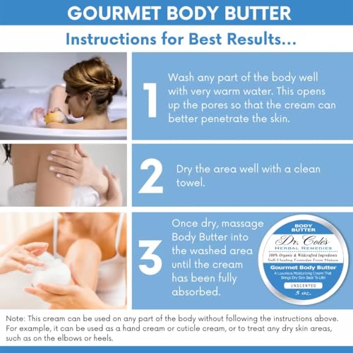 Organic Unscented Body Butter for Dry Skin - Hand, Foot & Full Body Moisturizer