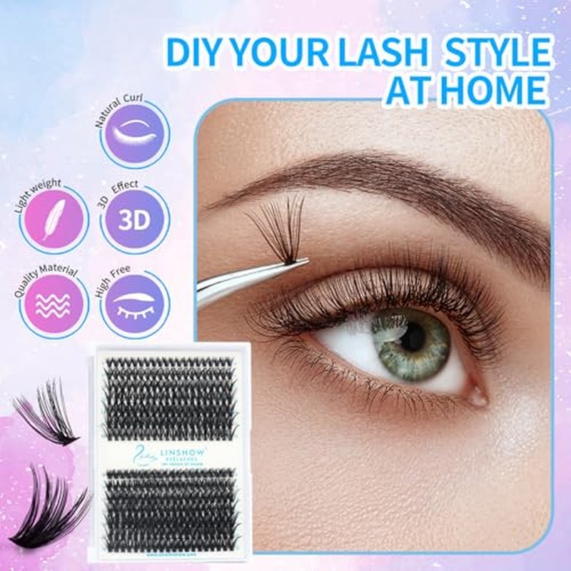 280pcs Lash Clusters 30D D Curl 11mm Handmade Soft Natural Cluster Lashes DIY Individual Eyelash Extensions Easy Self Application
