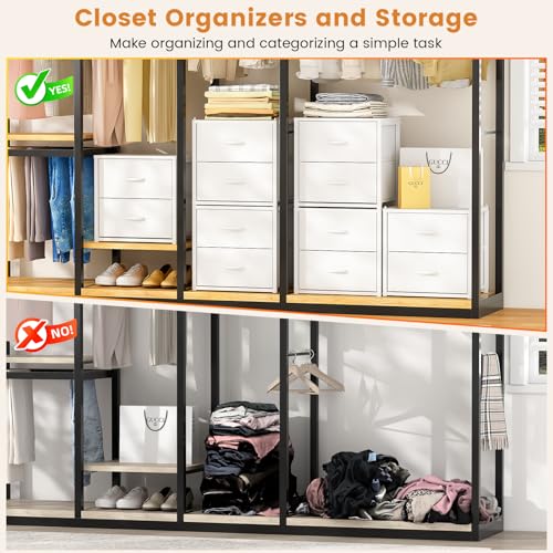 DAOUTIME 3-Piece Stackable Closet Drawer Organizer Set - White, Space-Saving Storage for Bedroom & Living Room