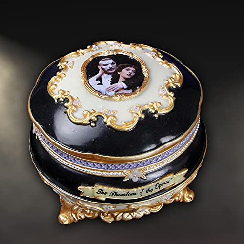 Hinged Music Box with Phantom and Christine Figurines - Music of the Night Melody, Jewelry Storage