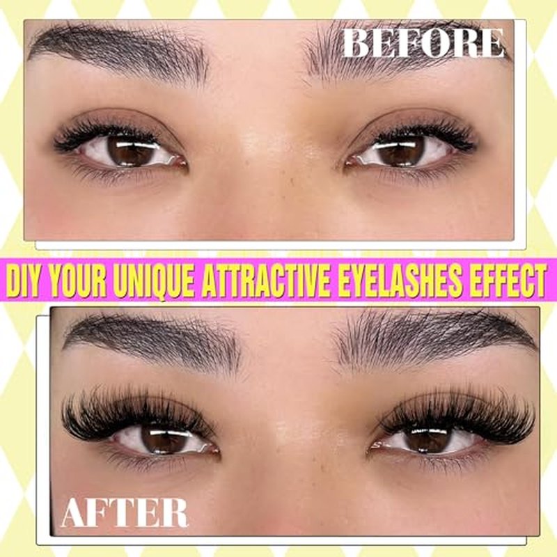 ALICE Lash Clusters Kit Lash Extension Kit Thick Volume 3D Wispy DIY Eyelash Extension Kit with 220Pcs Mink Look Individual Lashes, Lash Bond and Remover,Tweezers(10-16mm,0.05D)