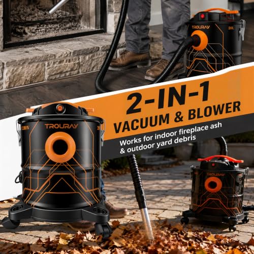 20L Ash Vacuum for Pellet Stoves 1200W Super-Powered Suction with Metal Canister