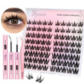 Manga Lash Clusters Kit Natural Eyelash Clusters Spiky Lash Extension Kit 80Pcs Anime Cluster Eyelash Extensions with Waterproof White Lash Glue and Tweezers DIY at Home (Cutey Kit-B)