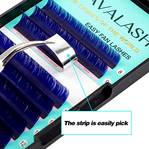 VAVALASH Colored Easy Fan Eyelash Extensions 0.07 C Curl 8-15mm Mixed Tray Blue Self Fanning Lashes 2D-10D Colorful Volume lash extensions£¨Blue,0.07-C-8-15 Mix£©