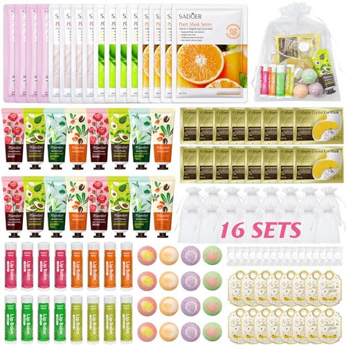 128-Piece Girls Spa Party Supplies Set with Masks, Lip Balm, Foot Bombs & More