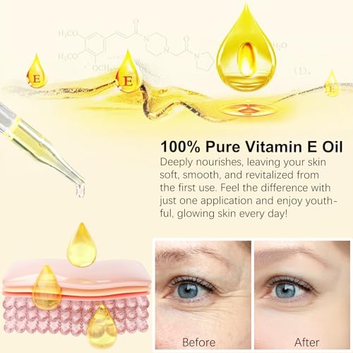 Vitamin E Oil for Skin 75,000 IU ? 2 Pack Vitamin E for Face, Hair, Scars, Nails, Ultra-Hydrating Body Oil for Dry Skin Wrinkles,Cold-Pressed, Non-GMO, Skincare Formula ?2 Fl Oz