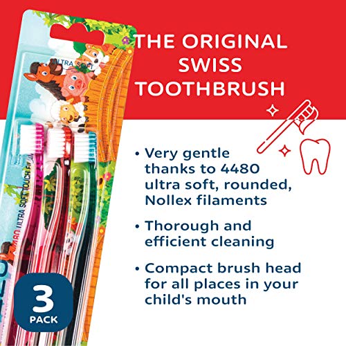 Ultra Soft Swiss Toothbrush 3 Pack - Small Head, Ergonomic Handle for Sensitive Teeth