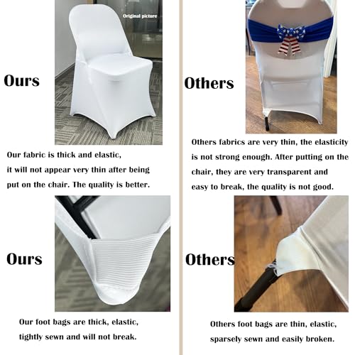 White 40PCS Waterproof Spandex Folding Chair Covers for Party & Events