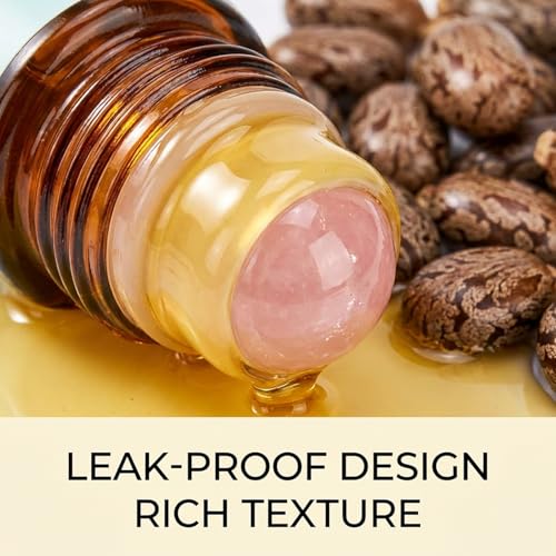 Organic Castor Oil & Frankincense Roll-On with Rose Quartz Eye Roller 1.7 Fl Oz