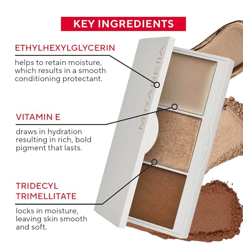 Mirabella Megastar Pro Face Trio Powder Contour Palette with Bronzer & Highlighter – 0.11 oz, All Skin Types