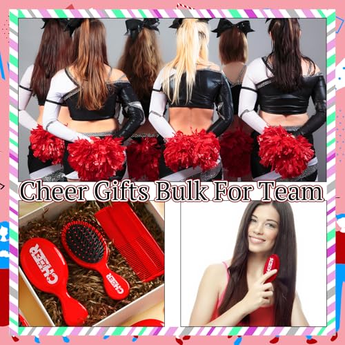 Red Cheer Hair Brush and Comb Set - 24 Pieces for Women & Cheerleaders