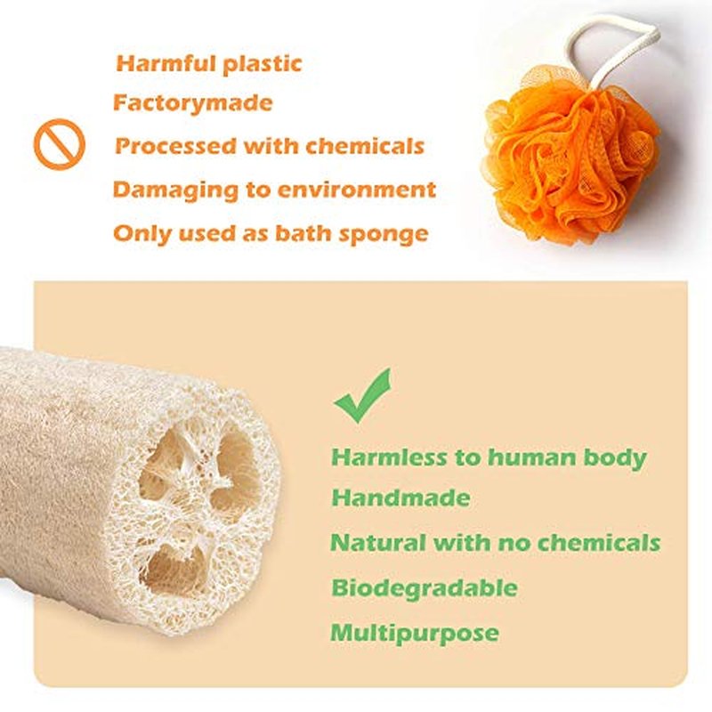 ? Natural Loofah for Bathing Exfoliating Scrubbers | Organic Bath Sponge for Spa Shower | Face, Back and Body Scrubber | Eco-Friendly (6 Large Natural Loofah)
