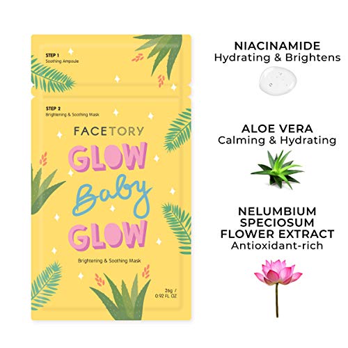 Glow Baby Glow Face Mask & Niacinamide Serum Set - 10 Pack, Hydrating & Brightening