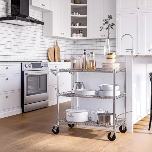 Heavy Duty Commercial Steel Utility Cart with 3 Shelves - 36 W x 18 D, NSF Certified