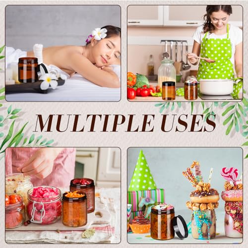 Tanlade 24 Pcs 16 oz Amber Plastic Jars with Lids Round Cosmetic Containers Leak Proof Refillable Empty Containers for Creams Lotion Body Butter Oil Ointments Powders Beauty Products Travel Storage