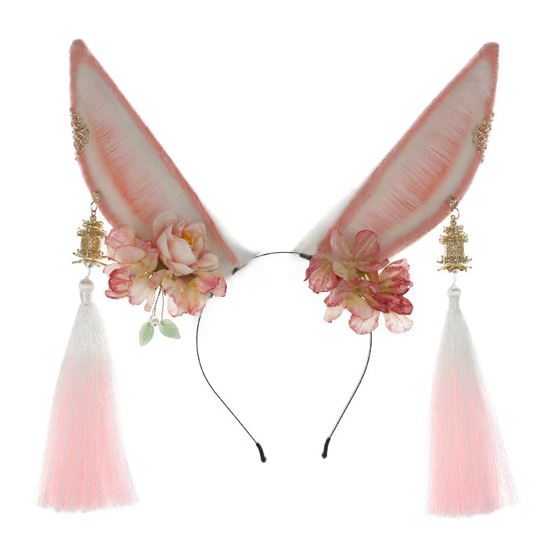 Pink Bunny Ears Headband for Cosplay Animal Party Accessories Yhdw-Pink