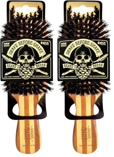 Beard Brush Pack of 2 - Natural Bamboo, Premium Grooming Tool for Beards (Variation of THIS listing: 1 Count Pack of 2)