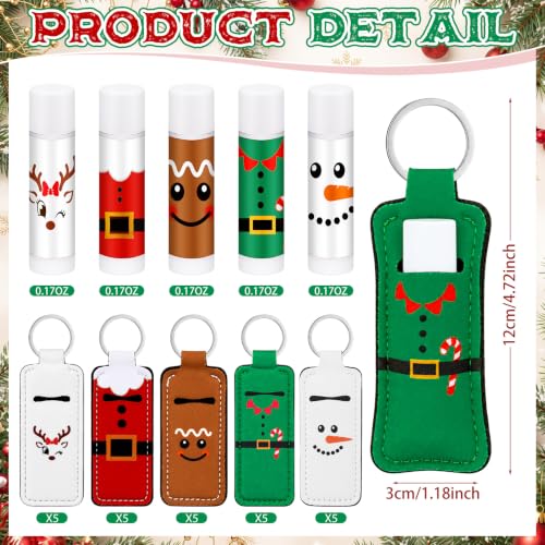 Snowman Christmas Lip Balm Set with Keychain Holder - 75pcs, Peppermint Flavor