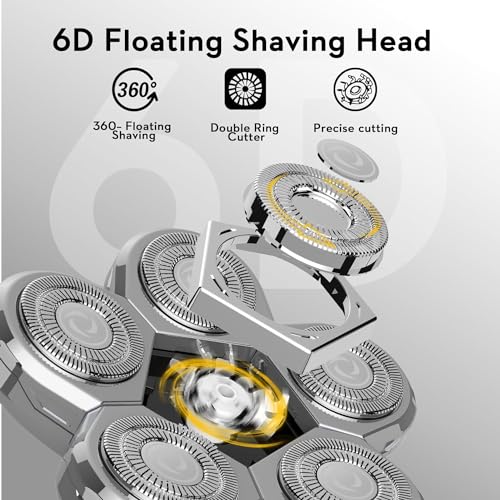 Kibiy Sapphire 6D Blade Replacement Head for Electric Shavers - Waterproof Men’s Razor, Wet & Dry Compatible