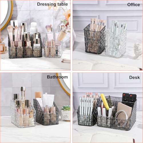 Acrylic Makeup Brush Holder Organizer with 4 Slots - Clear L Variation