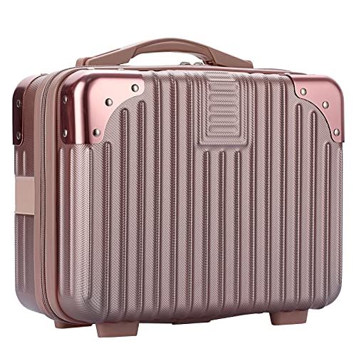 BSTKEY Rose Gold Portable Cosmetic Travel Case - Small ABS Makeup Case with Elastic Back Strap
