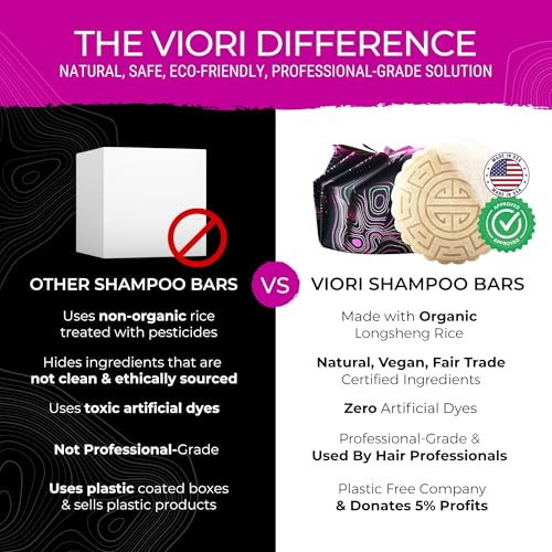 VIORI Terrace Garden Shampoo and Conditioner Bar Set and Bamboo Holder- Made with Rice Water for Hair Growth - Handcrafted Sulfate Free Shampoo and Conditioner
