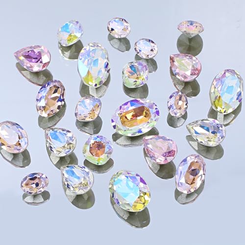 Big Nail Rhinestones Set 48PCS Multi-Shape & Color Nail Art Gems - 4 Shapes & 5 Colors