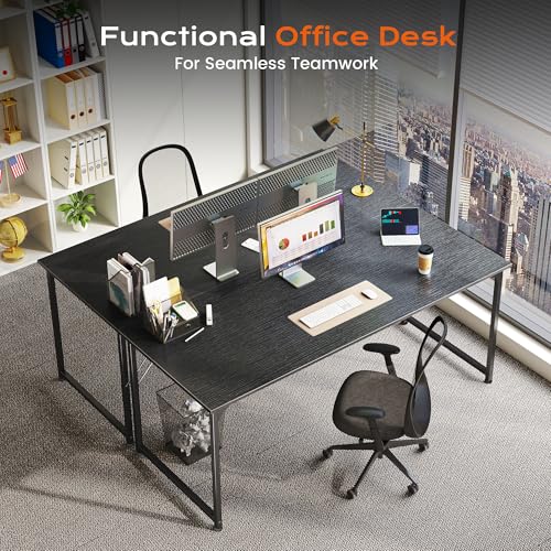 PRAISUN Black 55 x 23.6 Inch Computer Desk with Deep Work Surface