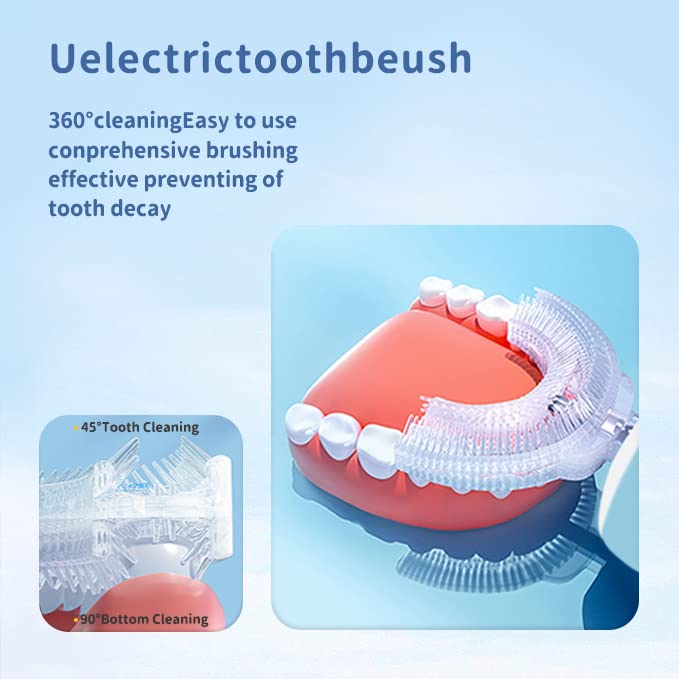 Kids Electric U-Shaped Sonic Toothbrush - Blue Raccoon, 59S Timer, Age 8-15