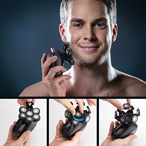 Electric Head Shavers for Bald Men, Head Razor for Men with Nose Hair Sideburns Trimmer, LED,Travle Lock